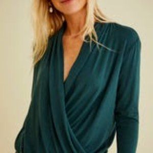 Angela Dream Knit Surplice Top Darkest Spruce